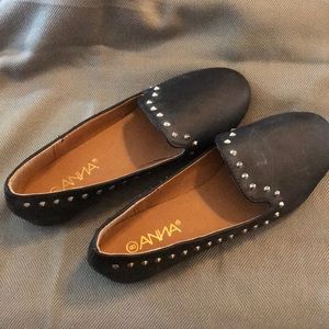 Black flat studded flats